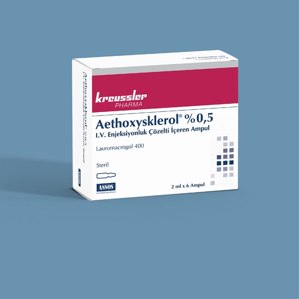 AETHOXYSKLEROL % 0.5 I.V. ENJEKSIYONLUK COZELTI ICEREN AMPUL ( 2 ML X 6 AMPUL ) 1 AETHOXYSKLEROL 0.5 I.V. ENJEKSIYONLUK COZELTI ICEREN AMPUL 2 ML X 6 AMPUL 19251