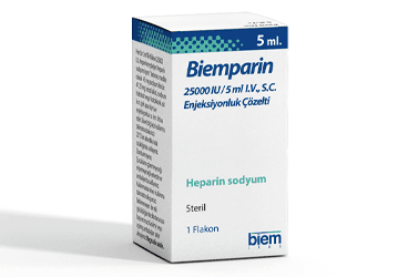 BIEMPARIN 25000 IU/5 ML IV ENJEKSIYONLUK COZELTI ICEREN 1 FLAKON 1 BIEMPARIN 25000 IU 5 ML IV ENJEKSIYONLUK COZELTI ICEREN 1 FLAKON 19967