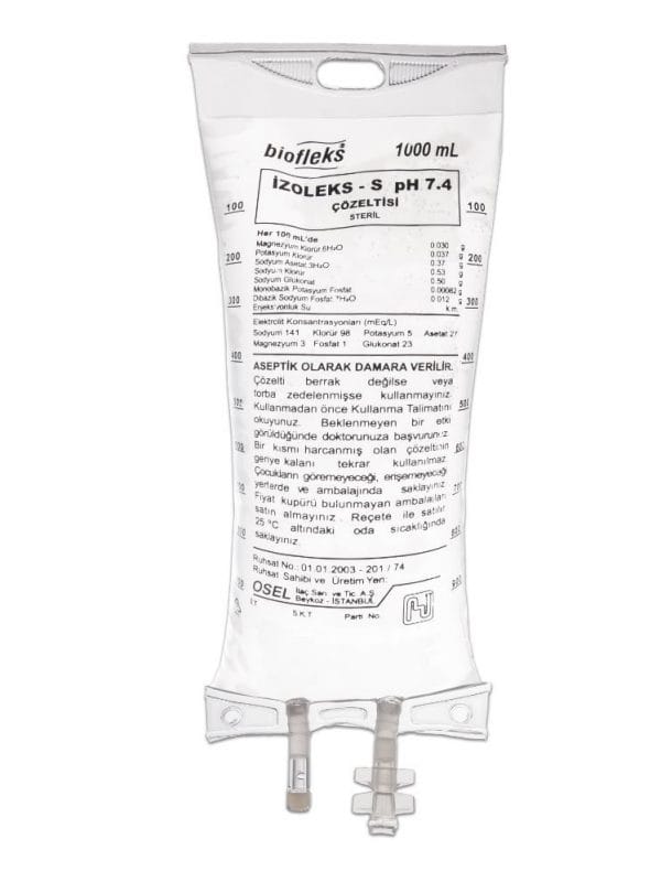 BIOFLEKS IZOLEKS-S PH7.4 500 ML SOLUSYON (PVC TORBA) SETSIZ 1 BIOFLEKS IZOLEKS S PH7.4 500 ML SOLUSYON PVC TORBA SETSIZ 20057