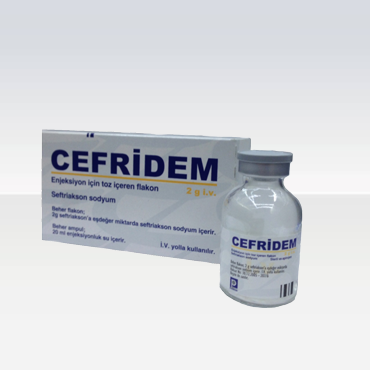 CEFRIDEM 2 GR I.V.ENJEKSIYON ICIN TOZ ICEREN FLAKON 1 CEFRIDEM 2 GR I.V.ENJEKSIYON ICIN TOZ ICEREN FLAKON 28302
