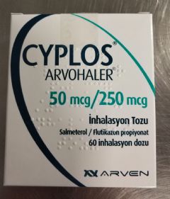 CYPLOS ARVOHALER 50 MCG/250 MCG INHALASYON TOZU (60 DOZ) 1 CYPLOS ARVOHALER 50 MCG 250 MCG INHALASYON TOZU 60 DOZ 20687