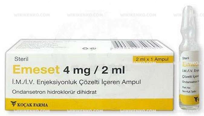 EMESET 4 MG/2ML IM/IV ENJEKSIYONLUK COZELTI ICEREN 1 AMPUL 1 EMESET 4 MG 2ML IM IV ENJEKSIYONLUK COZELTI ICEREN 1 AMPUL 21315