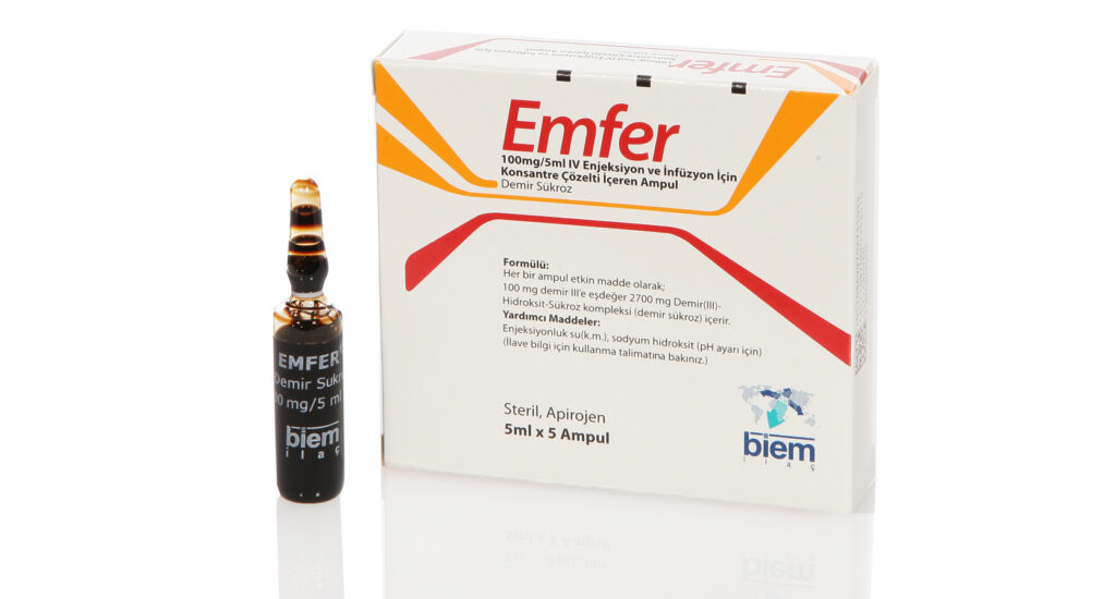 EMFER 100MG/5ML ENJEKSİYON VE INFUZYON ICIN KONSANTRE COZELTI ICEREN AMPUL 1 EMFER 100MG 5ML ENJEKSIYON VE INFUZYON ICIN KONSANTRE COZELTI ICEREN AMPUL 21319