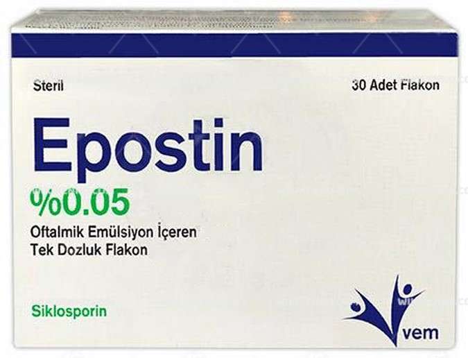 EPOSTIN % 0,05 OFTALMIK EMULSIYON ICEREN TEK DOZLUK 30 FLAKON 1 EPOSTIN 005 OFTALMIK EMULSIYON ICEREN TEK DOZLUK 30 FLAKON 21419