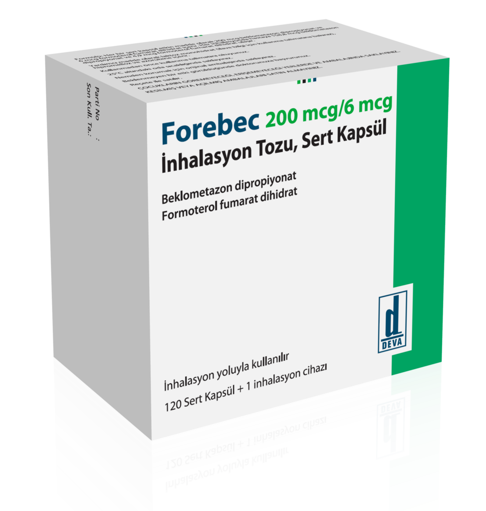 FOREBEC 200 MCG/6 MCG INHALASYON TOZU, SERT KAPSUL (120 KAPSUL) 1 FOREBEC 200 MCG 6 MCG INHALASYON TOZU SERT KAPSUL 120 KAPSUL 21795