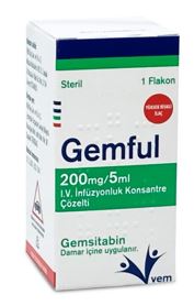 GEMFUL 200 MG/5 ML IV INFUZYON ICIN KONSANTRE COZELTI ICEREN 1 FLAKON 1 GEMFUL 200 MG 5 ML IV INFUZYON ICIN KONSANTRE COZELTI ICEREN 1 FLAKON 30244