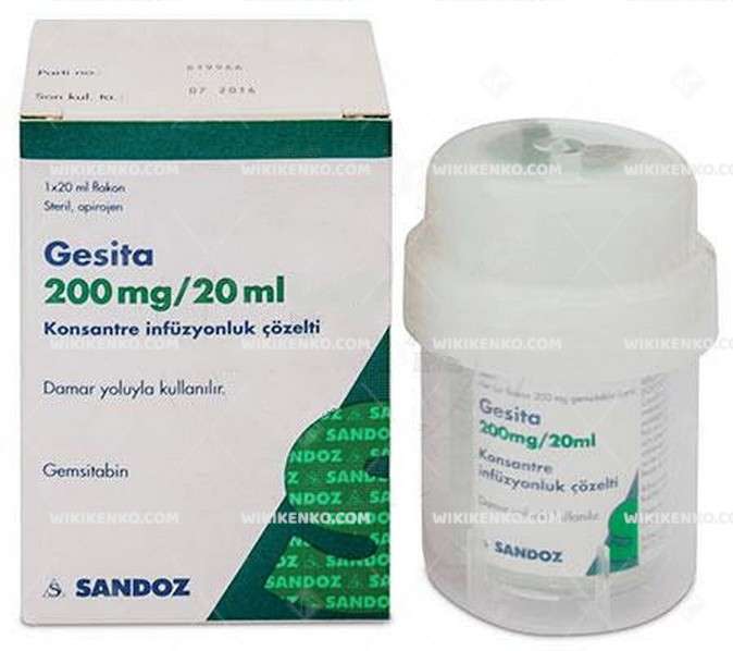 GESITA 200 MG/20 ML KONSANTRE INFUZYONLUK COZELTI 1 GESITA 200 MG 20 ML KONSANTRE INFUZYONLUK COZELTI 30313