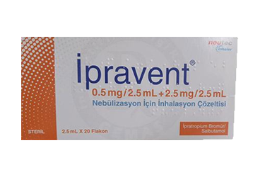 IPRAVENT 0.5MG/2.5ML + 2.5MG/2.5ML NEBULIZAYON ICIN INHALASYON COZELITISI (20 FLAKON) 1 IPRAVENT 0.5MG 2.5ML 2.5MG 2.5ML NEBULIZAYON ICIN INHALASYON COZELITISI 20 FLAKON 22407