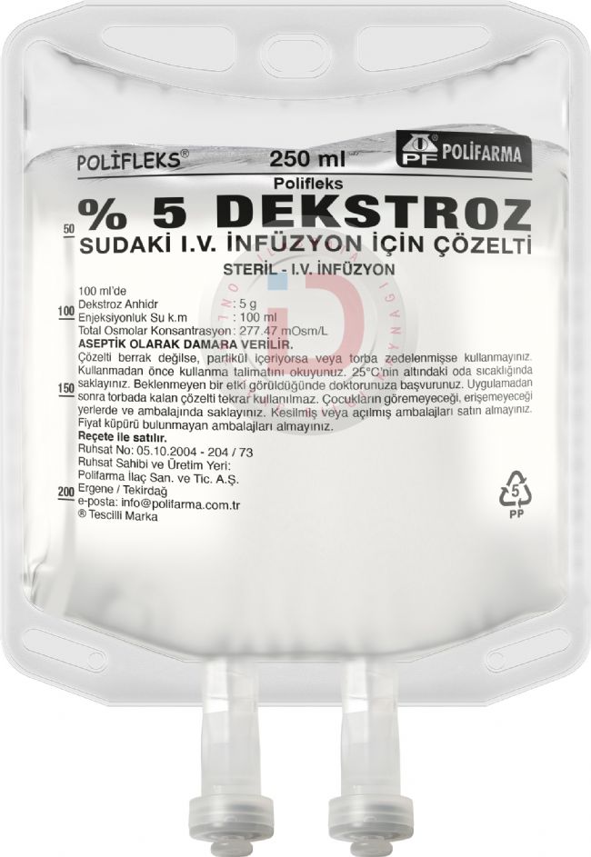 KANFLEKS %5 DEKSTROZ SUDAKI SOLUSYONU PP TORBA 500 ML SETSIZ 1 KANFLEKS 5 DEKSTROZ SUDAKI SOLUSYONU PP TORBA 500 ML SETSIZ 22590