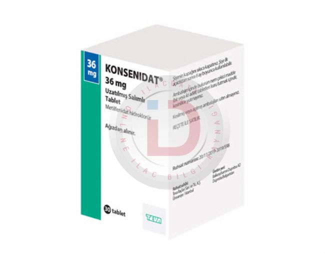 KONSENIDAT 36 MG UZATILMIS SALIMLI TABLET (30 TABLET) 1 KONSENIDAT 36 MG UZATILMIS SALIMLI TABLET 30 TABLET 22762