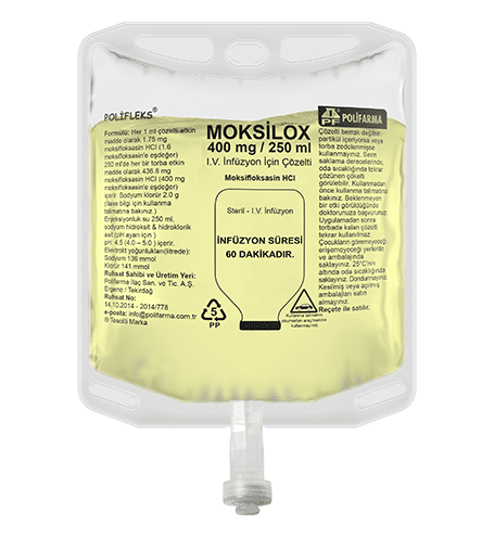 MOKSILOX 400 MG/250 ML IV INF. ICIN COZELTI (250 ML SETSIZ) 1 MOKSILOX 400 MG 250 ML IV INF. ICIN COZELTI 250 ML SETSIZ 23389