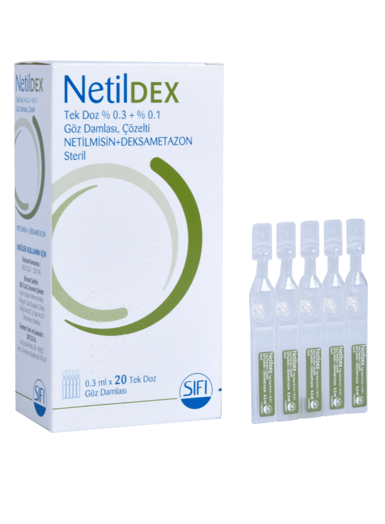 NETILDEX TEK DOZ %0,3+%0,1 GOZ DAMLASI, COZELTI (0,3 ML x 20 ADET) 1 NETILDEX TEK DOZ 0301 GOZ DAMLASI COZELTI 03 ML x 20 ADET 23726