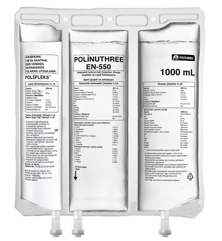 OLICLINOMEL N4-550E INFUZYONLUK ELEKTROLITLI AMINO ASIT COZELTISI, GLUKOZ COZELTISI, LIPID EMULSIYONU 1000 ML 1 OLICLINOMEL N4 550E INFUZYONLUK ELEKTROLITLI AMINO ASIT COZELTISI GLUKOZ COZELTISI LIPID EMULSIYONU 1000 ML 23980