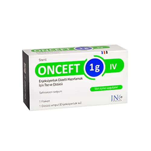 ONCEFT 1 G IV ENJEKSIYONLUK COZELTI HAZIRLAMAK ICIN TOZ VE COZUCU 1 ONCEFT 1 G IV ENJEKSIYONLUK COZELTI HAZIRLAMAK ICIN TOZ VE COZUCU 24032