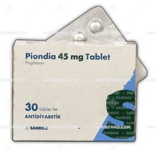 PIONDIA 45 MG 30 FILM TABLET 1 PIONDIA 45 MG 30 FILM TABLET 33418