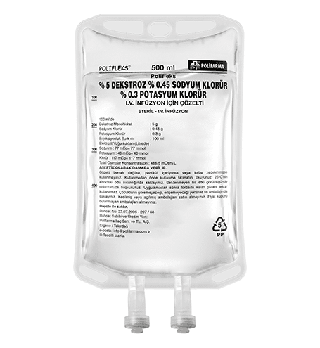 POLIFLEKS 045 SODYUM KLORUR IV INFUZYON ICIN COZELTI 500 ML SETSIZ 24510