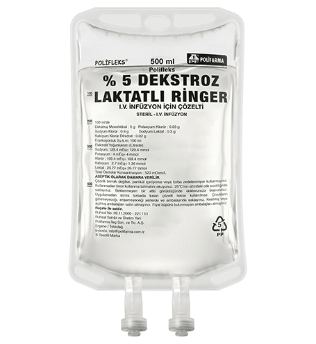 POLIFLEKS % 5 DEKSTROZ LAKTATLI RINGER IV INFUZYON ICIN COZELTI 250 ML TORBA SETSIZ 1 POLIFLEKS 5 DEKSTROZ LAKTATLI RINGER IV INFUZYON ICIN COZELTI 250 ML TORBA SETSIZ 24506