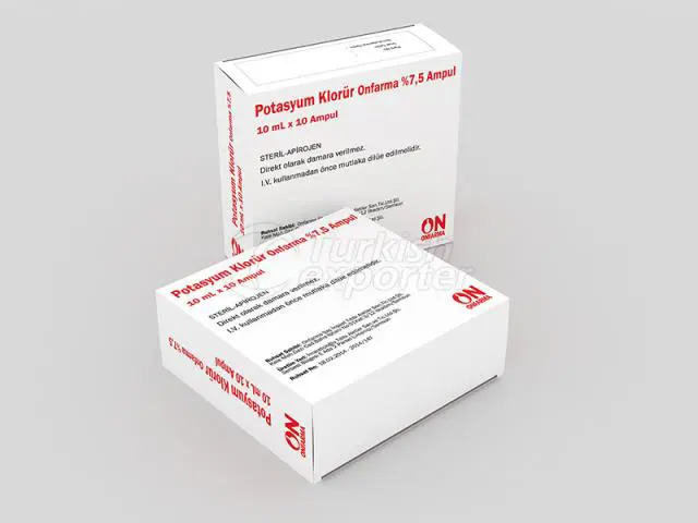 POTASYUM KLORUR ONFARMA %7,5 10 ML 10 AMPUL 1 POTASYUM KLORUR ONFARMA 75 10 ML 10 AMPUL 24706