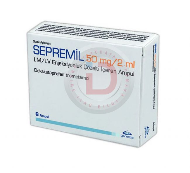 SEPREMIL 50 MG/2 ML I.M./I.V. ENJEKSIYONLUK COZELTI ICEREN 6 AMPUL 1 SEPREMIL 50 MG 2 ML I.M. I.V. ENJEKSIYONLUK COZELTI ICEREN 6 AMPUL 34467