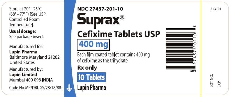 SUPRAX 400 MG 10 FILM TABLET 1 SUPRAX 400 MG 10 FILM TABLET 25649