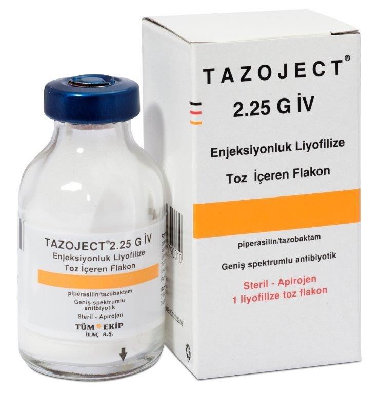 TAZOJECT 2,25 G IV ENJEKSIYONLUK LIYOFILIZE TOZ ICEREN FLAKON 1 TAZOJECT 225 G IV ENJEKSIYONLUK LIYOFILIZE TOZ ICEREN FLAKON 25776