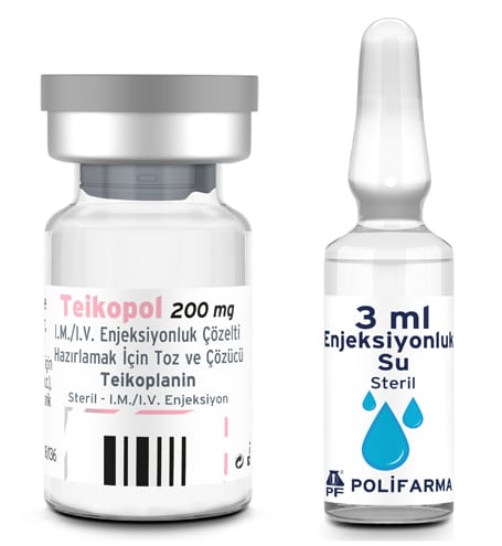 TEIKOPOL 200 MG IM/IV ENJEKSIYONLUK COZELTI HAZIRLAMAK ICIN TOZ VE COZUCU (1 FLAKON+1 AMPUL) 1 TEIKOPOL 200 MG IM IV ENJEKSIYONLUK COZELTI HAZIRLAMAK ICIN TOZ VE COZUCU 1 FLAKON1 AMPUL 25804