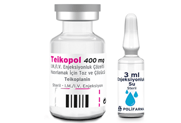 TEIKOPOL 400 MG IM/IV ENJEKSIYONLUK COZELTI HAZIRLAMAK ICIN TOZ VE COZUCU (1 FLAKON+1 AMPUL) 1 TEIKOPOL 400 MG IM IV ENJEKSIYONLUK COZELTI HAZIRLAMAK ICIN TOZ VE COZUCU 1 FLAKON1 AMPUL 25805