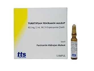 TURKTIPSAN FENIRAMIN MALEAT 45,5 MG/2 ML IM/IV ENJEKSIYONLUK COZELTI (5 AMPUL) 1 TURKTIPSAN FENIRAMIN MALEAT 455 MG 2 ML IM IV ENJEKSIYONLUK COZELTI 5 AMPUL 26097