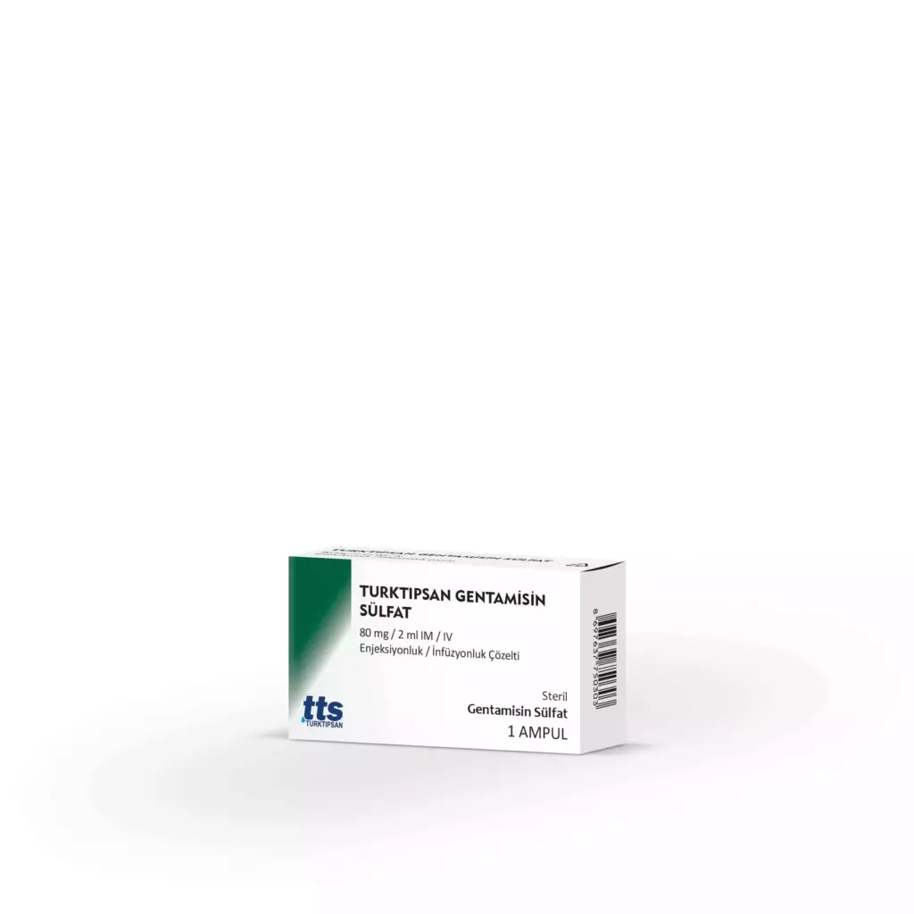 TURKTIPSAN GENTAMISIN SULFAT 80 MG/ 2 ML IM/ IV ENJEKSIYONLUK / INFUZYONLUK COZELTI (1 AMPUL) 1 TURKTIPSAN GENTAMISIN SULFAT 80 MG 2 ML IM IV ENJEKSIYONLUK INFUZYONLUK COZELTI 1 AMPUL 26099