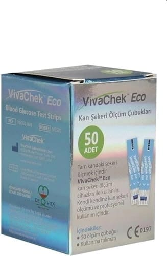 VIVACHEK ECO KAN SEKERI TEST CUBUKLARI(1 KUTU=50 ADET) 1 VIVACHEK ECO KAN SEKERI TEST CUBUKLARI1 KUTU50 ADET 26405