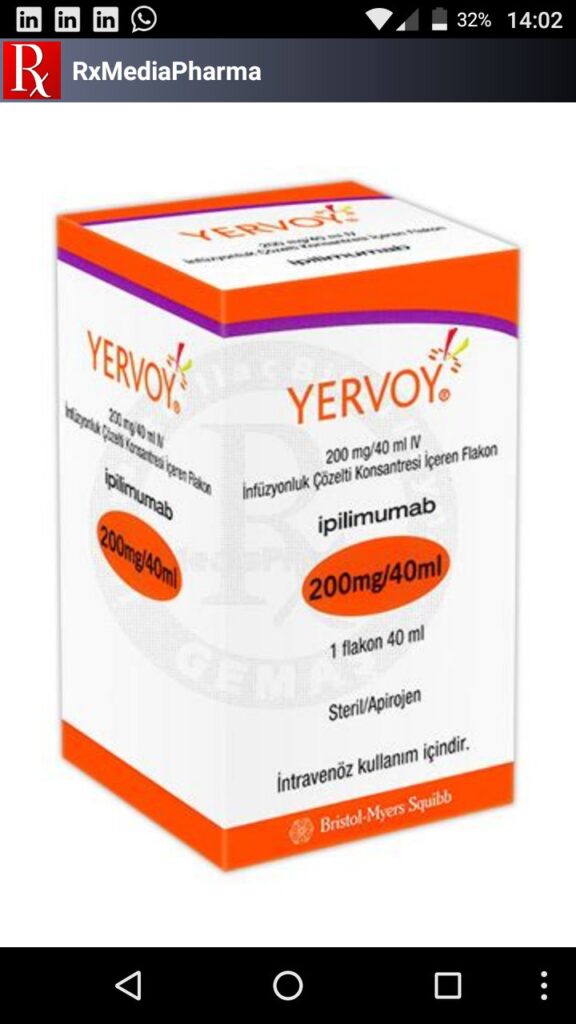 YERVOY 200MG 40ML IV INFUZYONLUK COZELTI KONSANTRESI ICEREN 1 FLAKON 26505